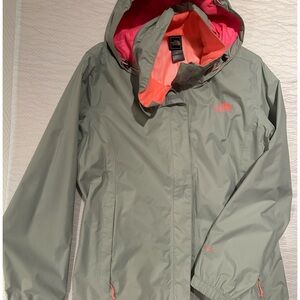 Grey Hooded rain Jacket with Accents
